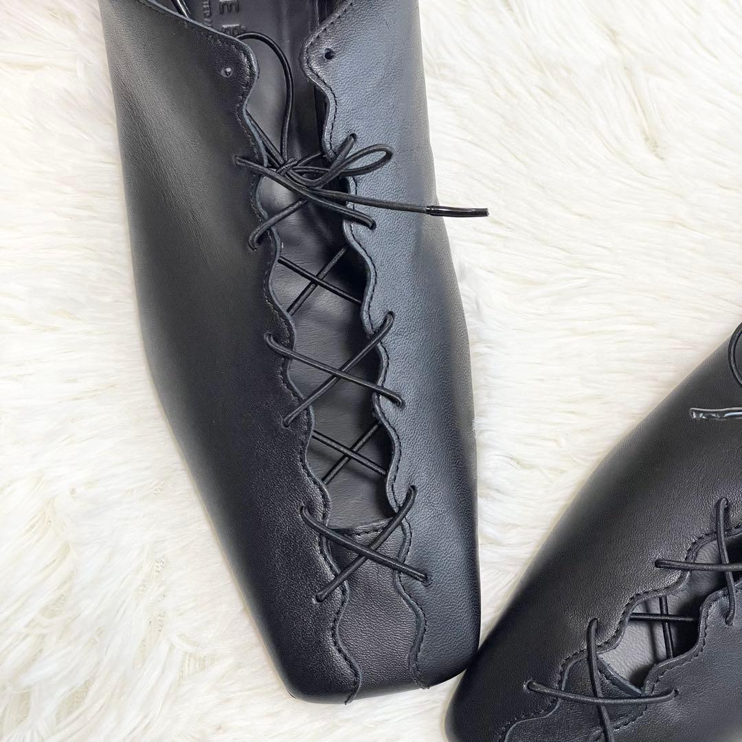 【未使用品】Odette e Odile ウェーブカットレースアップ フラット