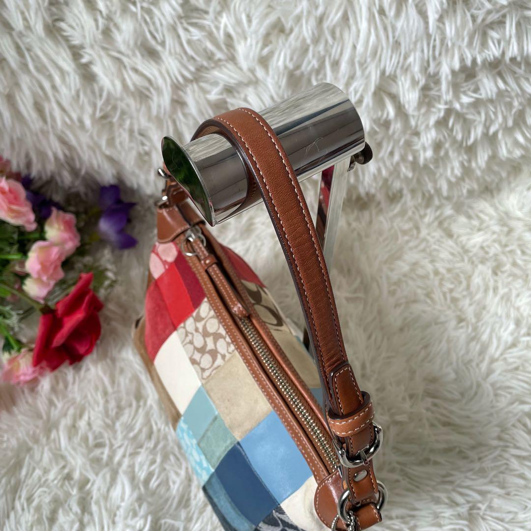 COACHコーチ パッチワークアクセサリーポーチショルダーバッグ7048