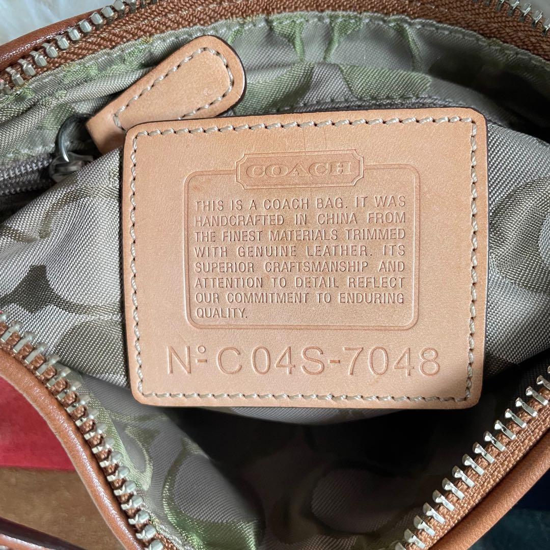 COACHコーチ パッチワークアクセサリーポーチショルダーバッグ7048