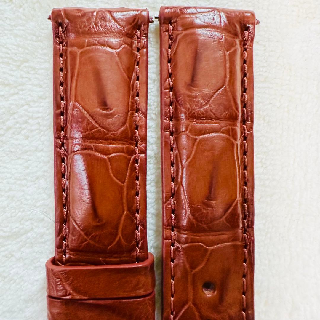 3039#20mm-18mmコニャック★本物クロコダイル腕時計用ベルト★スイス製