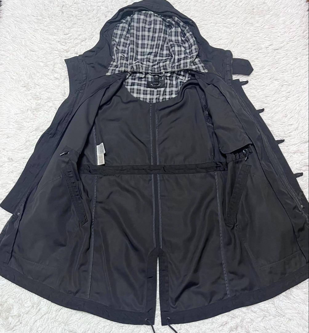 バーバリーブラックレーベル モッズコート タヌキファー キルティングライナー付き