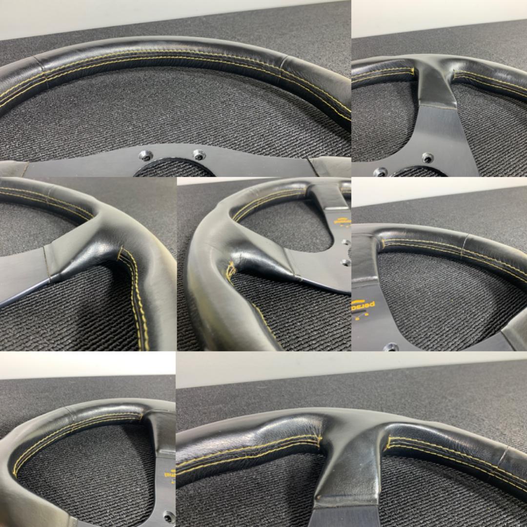 パーソナル レザーステアリング イエローステッチ 34パイ 当時物 希少