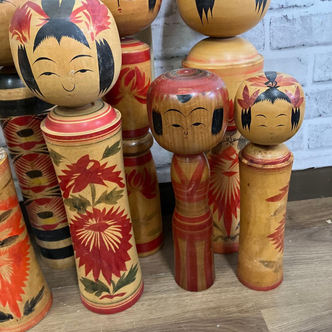 D-3 昭和レトロ 木製 こけし 小芥子 16体セット まとめ売り 日本人形