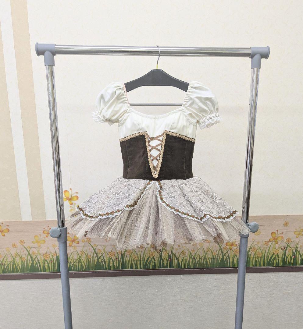 バレエ衣裳/ジュニア 茶&ベージュチュチュ　3着セット 頭飾り付き