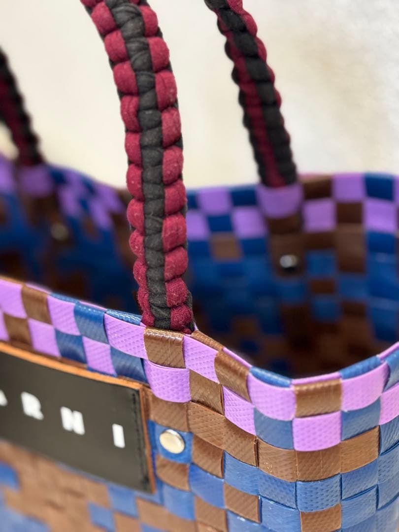 MARNI マルニマーケット 超美品 かごバッグ 茶X青X紫