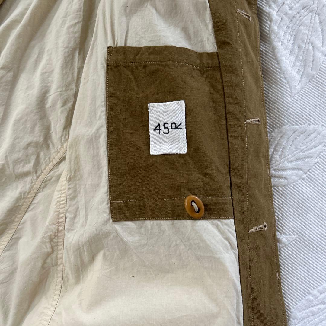 45R . 2way ミリタリーロングコート フリーサイズ　カーキ色