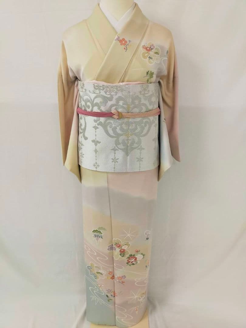 美品　正絹袷　手描き友禅訪問着単品