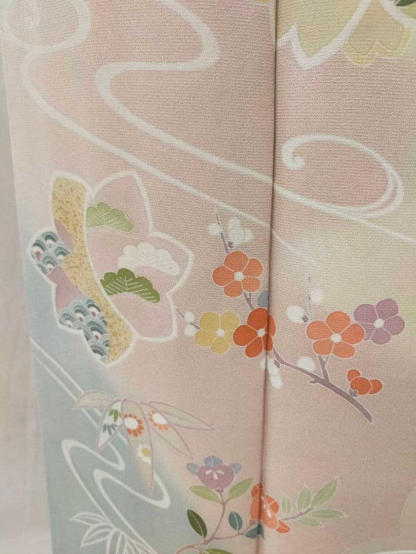 美品　正絹袷　手描き友禅訪問着単品