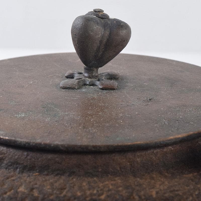 煎茶道具　金龍堂造　漢詩竹文　鉄瓶　鉄釜　M　R8870