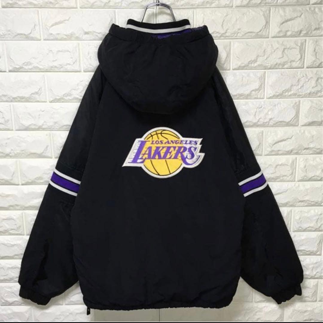 【NBA】90s レイカーズ 中綿 ハーフジップ ナイロンジャケット アノラック