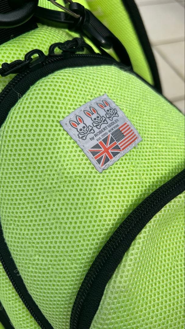 サイコバニー Psychobunny キャディバッグ 蛍光グリーン スタンド付き