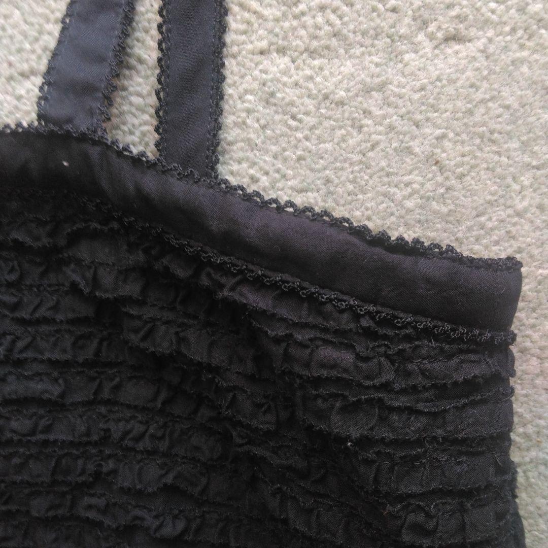 205 ワンダフルワールド　黒総ピコフリルキャミソール スカラップエッジ