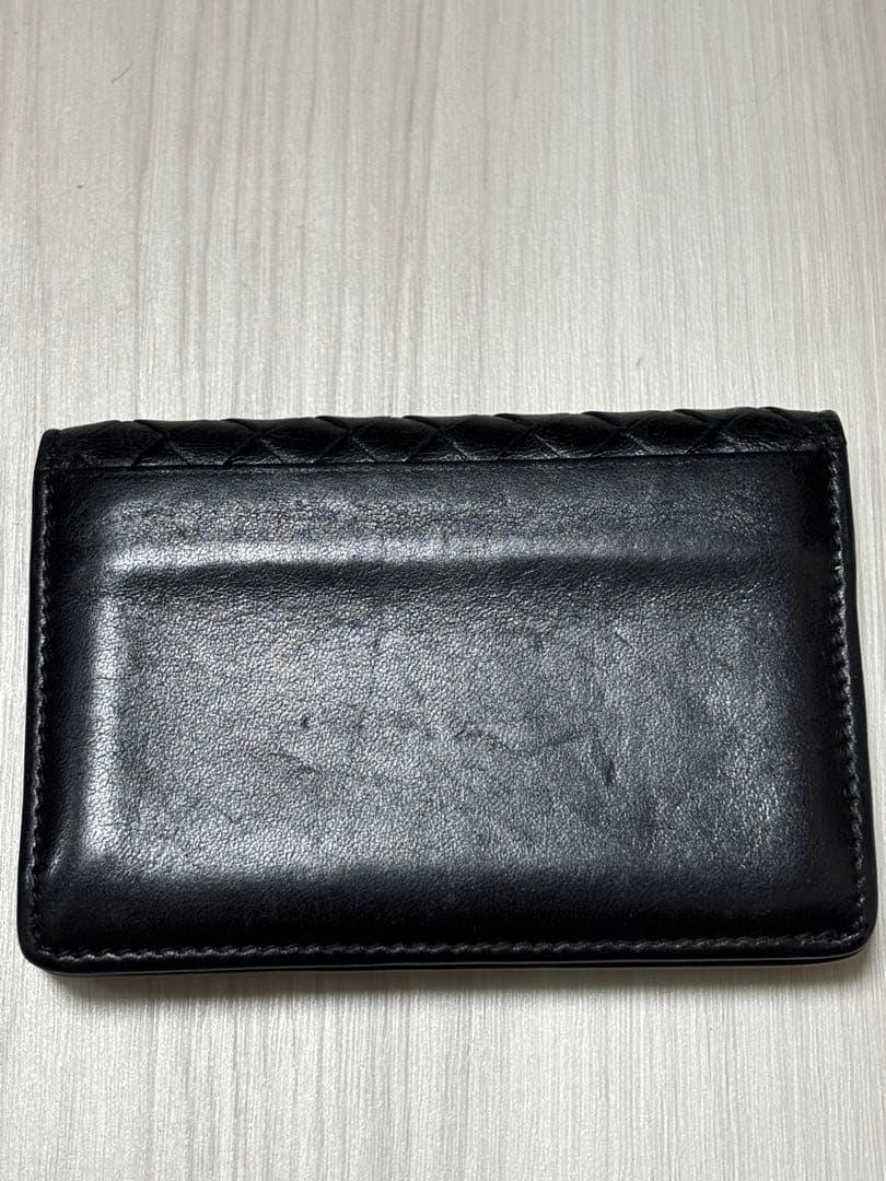 ボッテガ　BOTTEGA VENETA黒 レザー名刺入れ編み込み