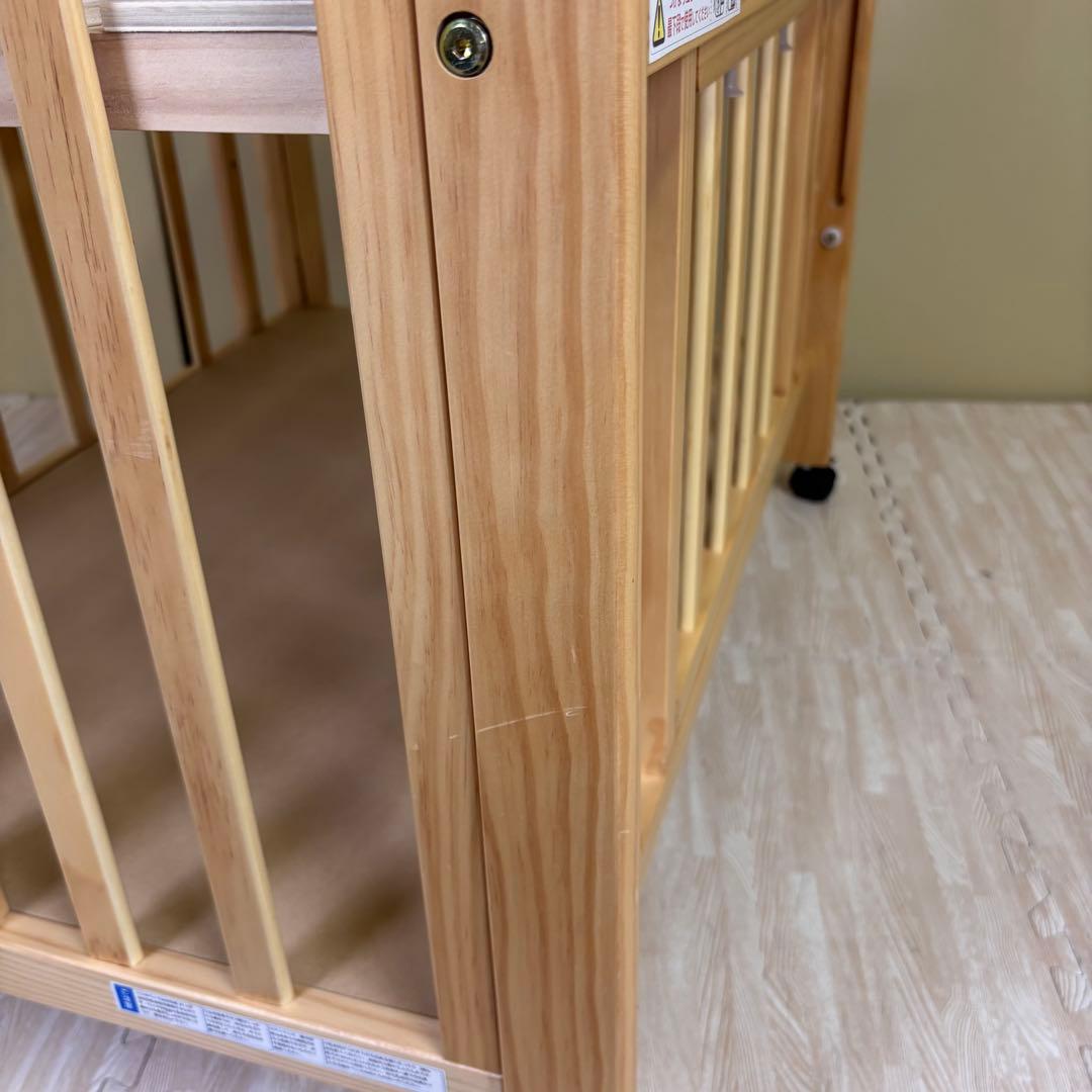 除菌清掃済　☆美品☆　大和屋　パタン　折りたたみミニベビーベッド　すのこ　完品