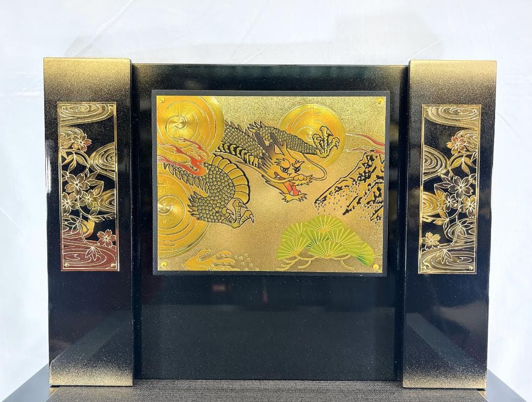 10362 収納台 差し込式 四角枠 収納彫金風屏風 セット 飾り台＆屏風のみ