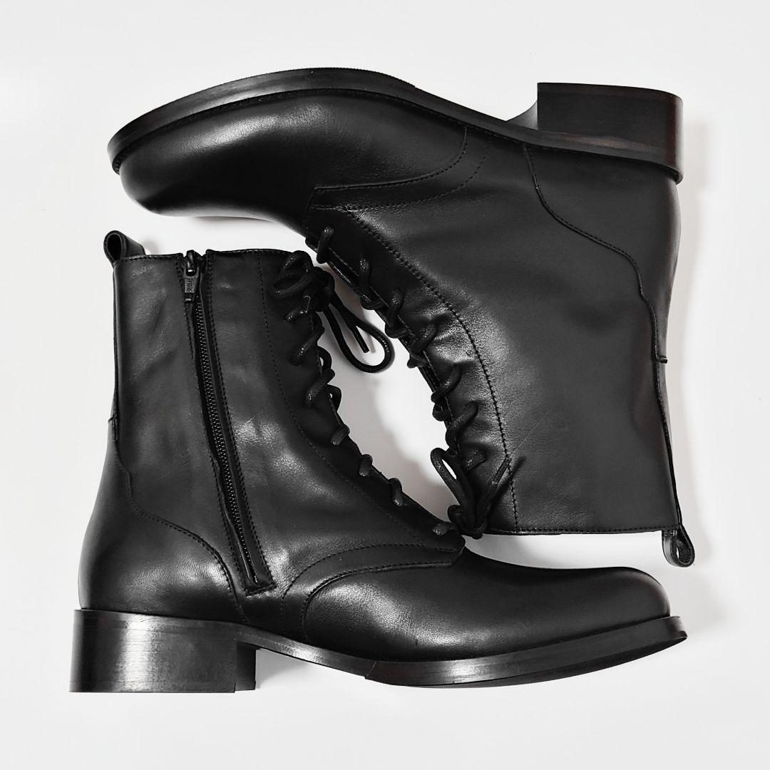 未使用 ファビオルスコーニ ラウンドトゥ レースアップ レザー ブーツ イエナ