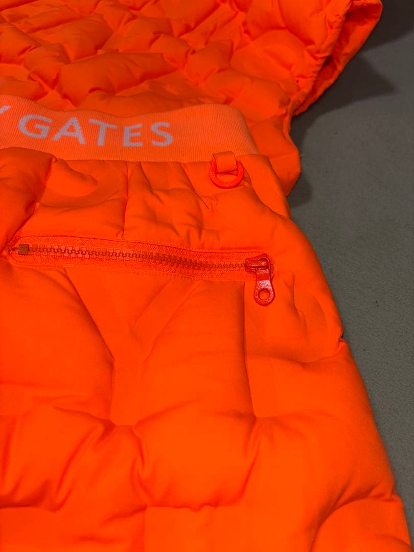 （超美品）パーリーゲイツ、蛍光オレンジシリーズ、ダウン素材、セットアップ