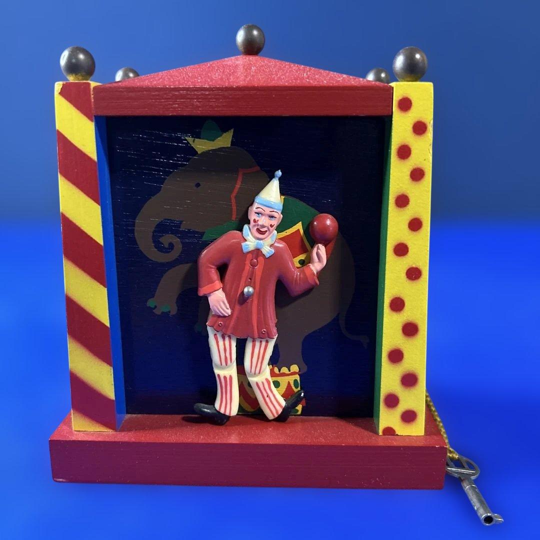 【アンティーク】REUGE スイス製 からくり ピエロ オルゴール　カギ付