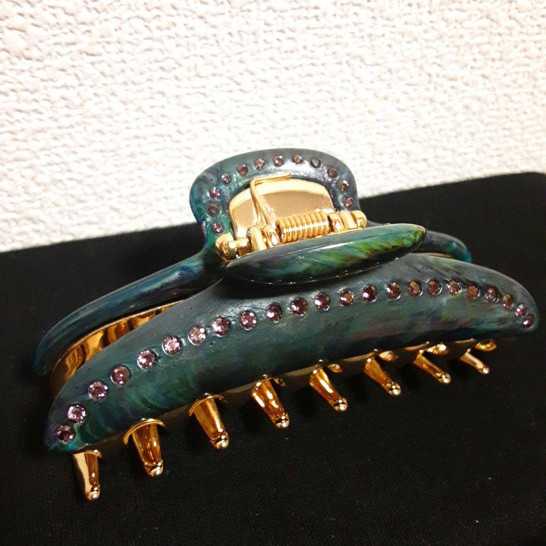 acca グリーン ヘアクリップ ストーン付き