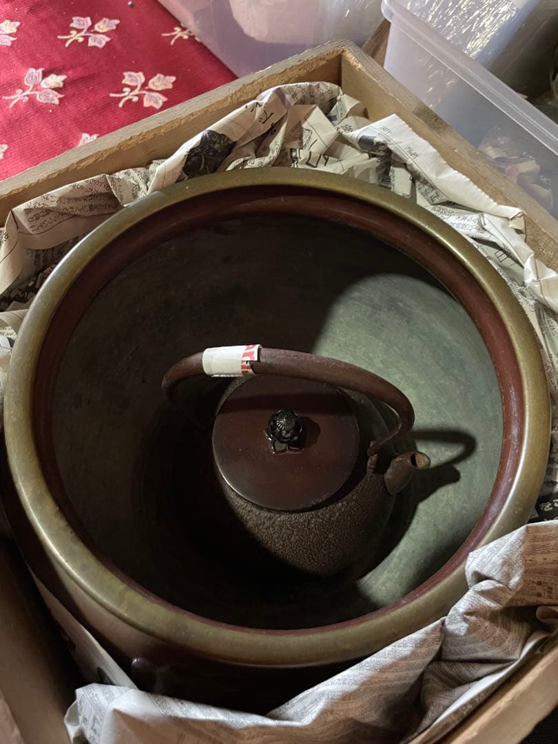 専用　義正　唐子　仙徳火鉢　大型　約5.5kg【m195 大正火鉢　仙徳銅器　】