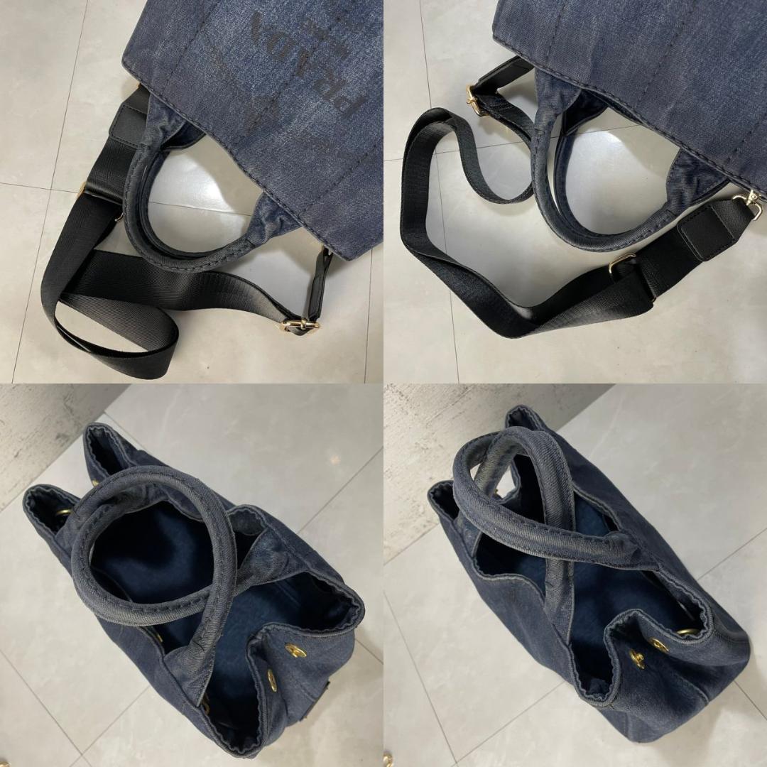PRADA カナパ プラダ 2way ショルダーバッグ ハンドバッグ S デニム
