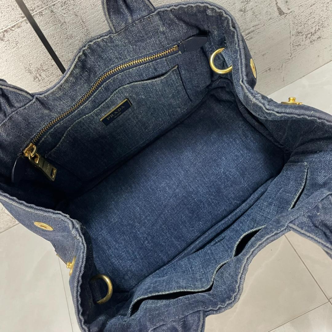 PRADA カナパ プラダ 2way ショルダーバッグ ハンドバッグ S デニム