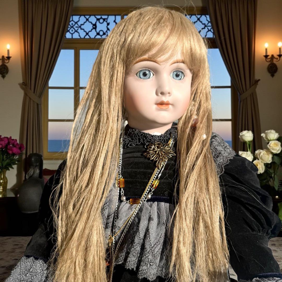 ビスクドール アーテー AT リプロ ブラック ベルベット ロングドレス ボネ