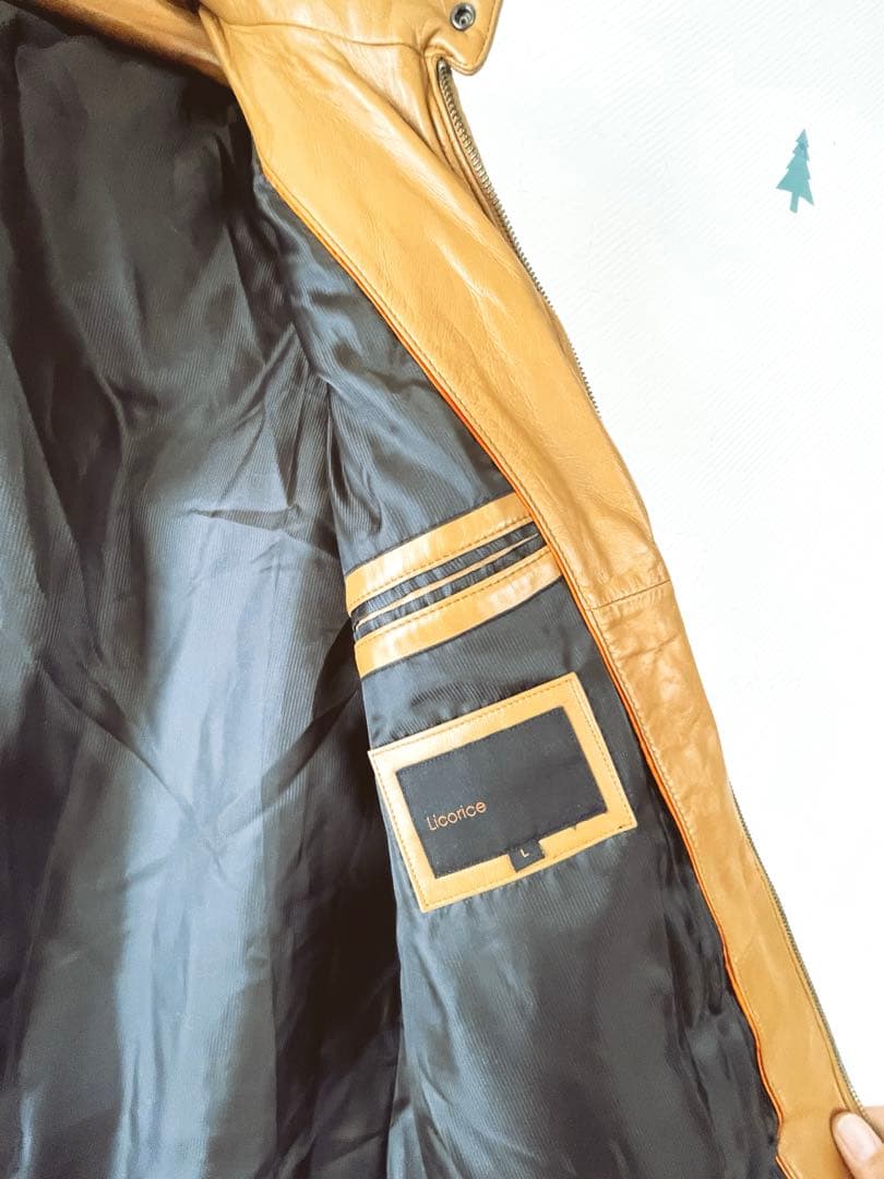 大幅値下　試着のみ　新品同様　羊レザーダウンジャケット Lサイズ　リブ袖