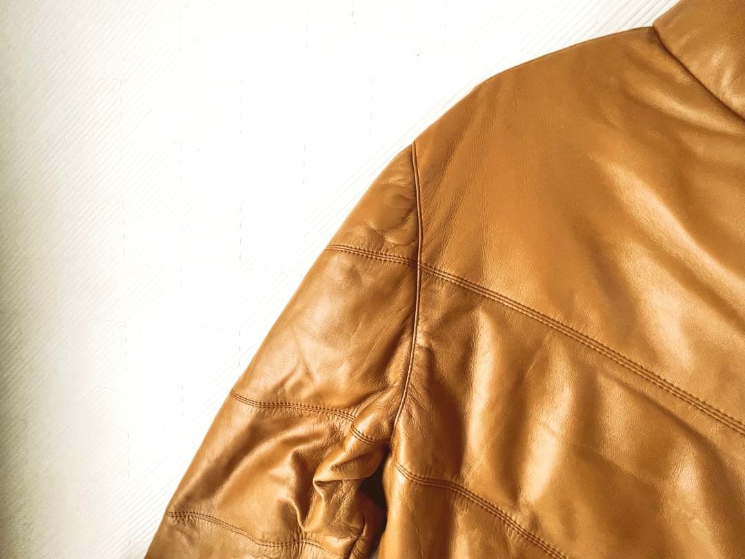 大幅値下　試着のみ　新品同様　羊レザーダウンジャケット Lサイズ　リブ袖