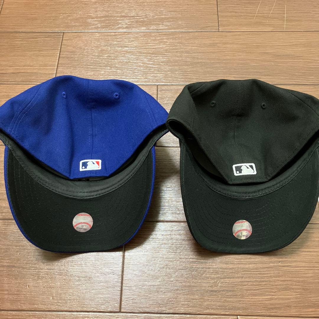 2個ニューエラMLBドジャースキャップnewera ブラック、ブルー 7 5/8