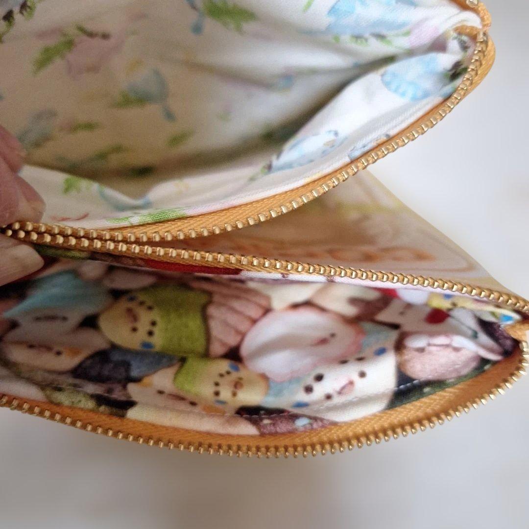 インコパネル生地　ハンドメイド　まちなしバッグ　フラットポーチ