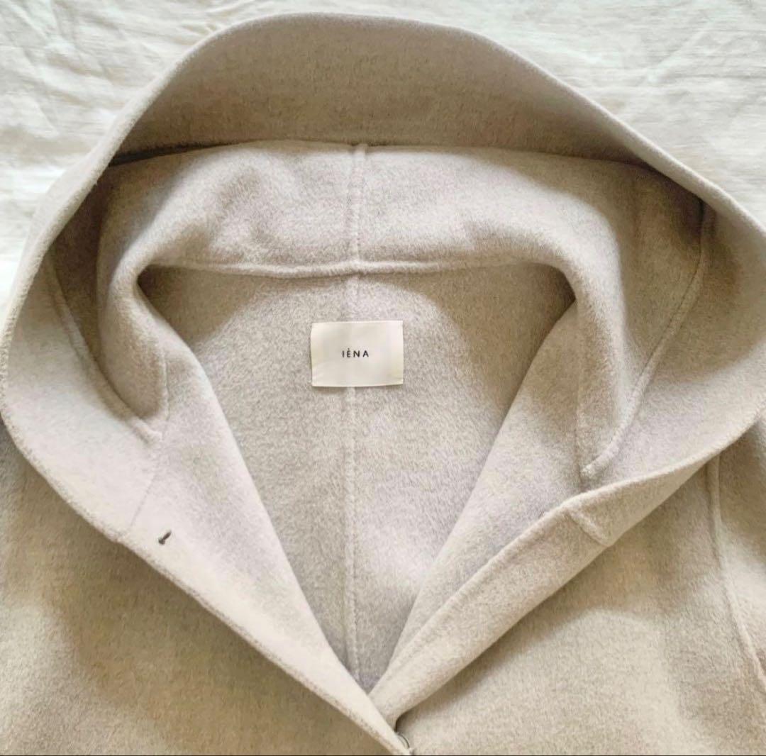 IENA フード付きベージュロングコート