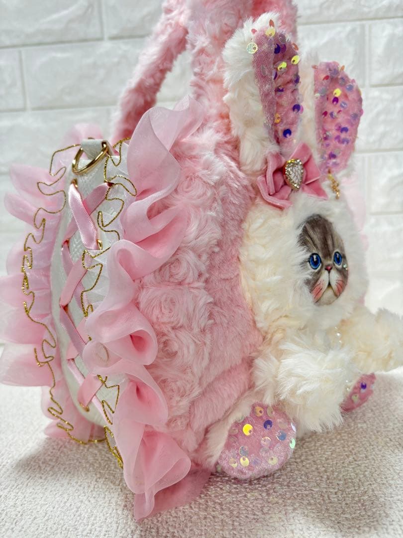 そ*2様 コヤンイサムチョン　ハンドメイド　ファーフリルバッグ　ピンク　ルミちゃ