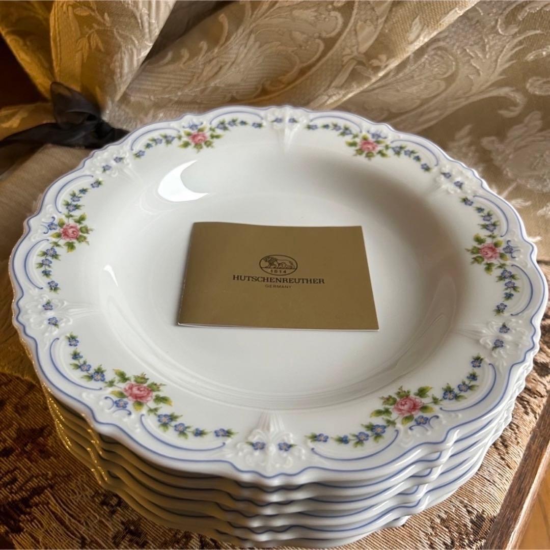 新品 ドイツ製 HUTSCHENREUTHER ローズガーランド スープ皿 6枚