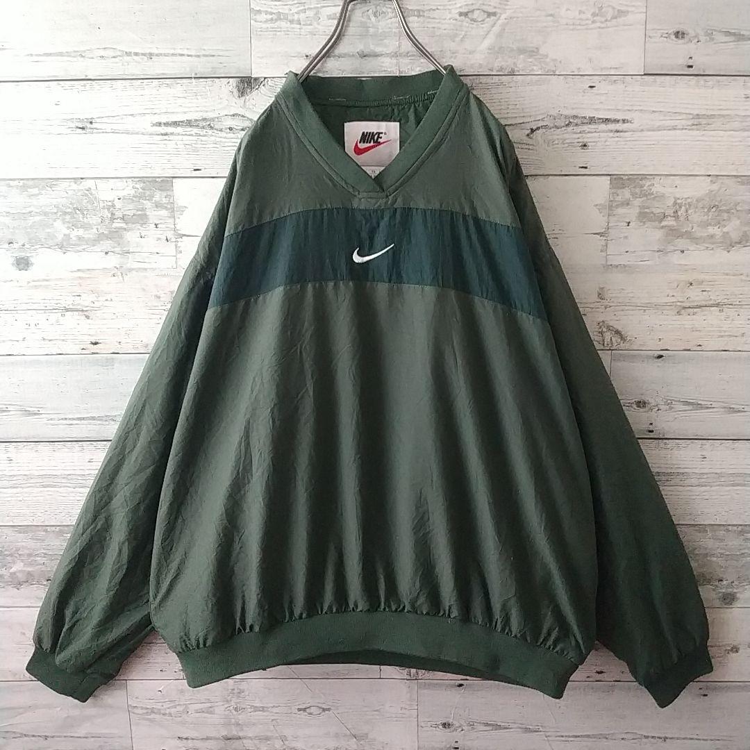 希少サイズ☆90s ナイキ 刺繍センターロゴ ナイロンジャケット XL USA製