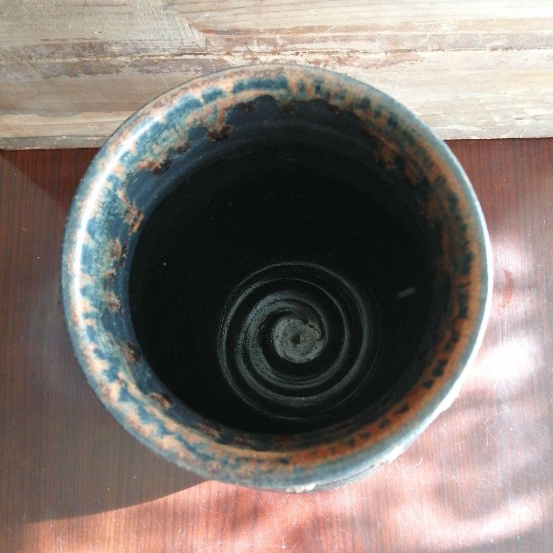 美濃焼　加藤仁　黒釉花瓶　29cm