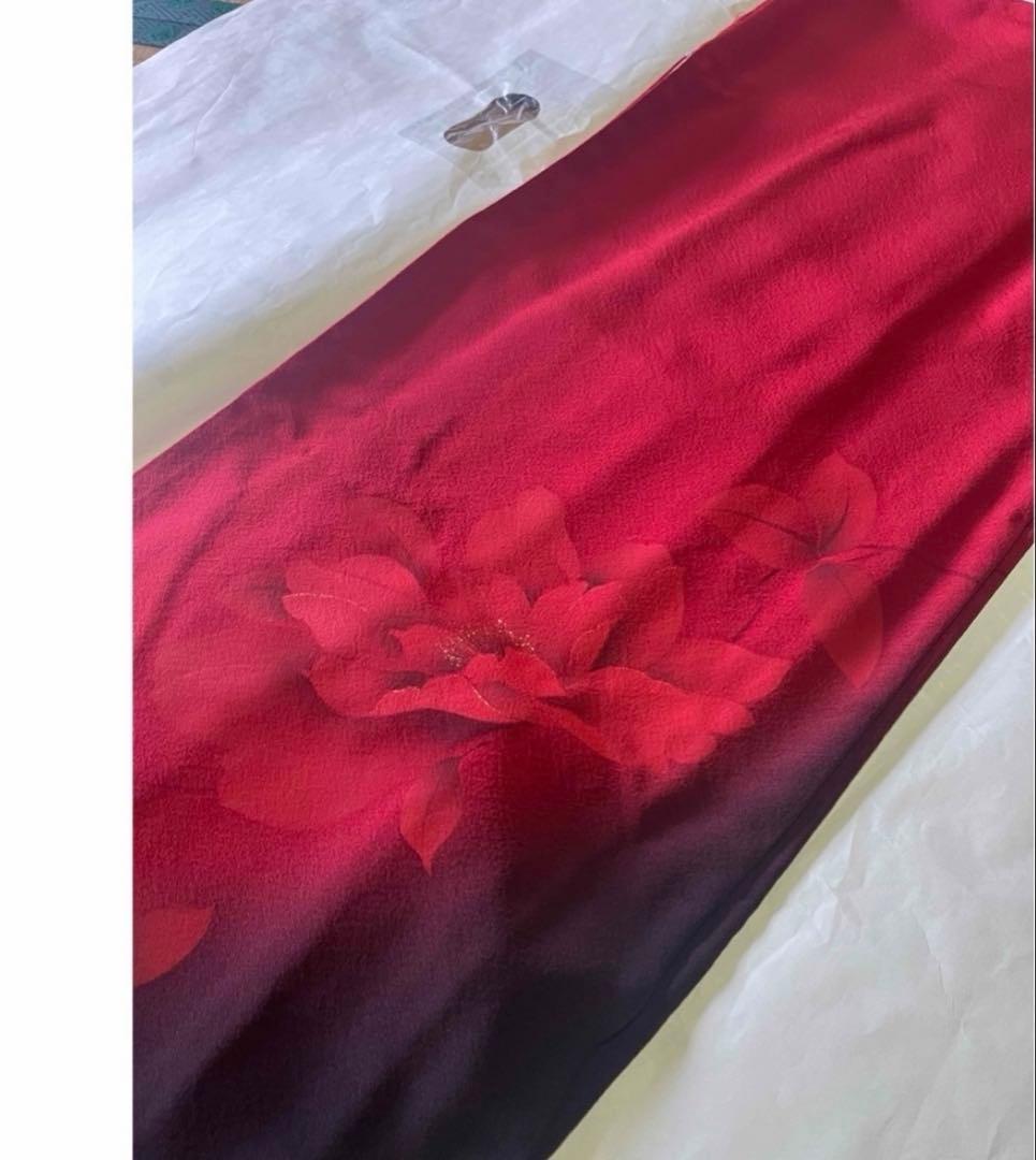 きもの友禅 正絹 振袖フルセット 振袖一式 着付けセット 人気 赤×黒 振袖