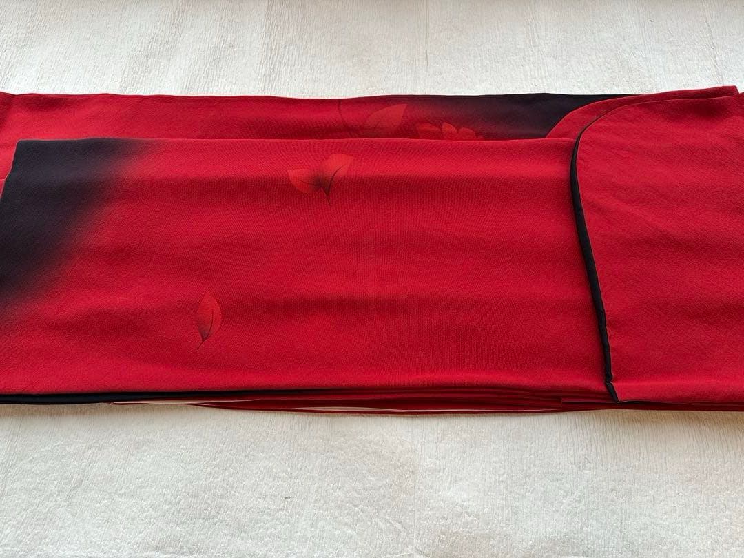 きもの友禅 正絹 振袖フルセット 振袖一式 着付けセット 人気 赤×黒 振袖