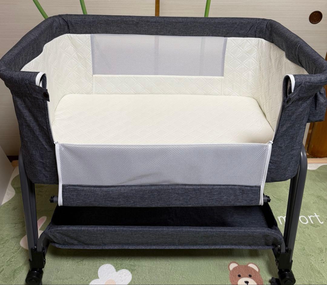 ベビーベッド グレー