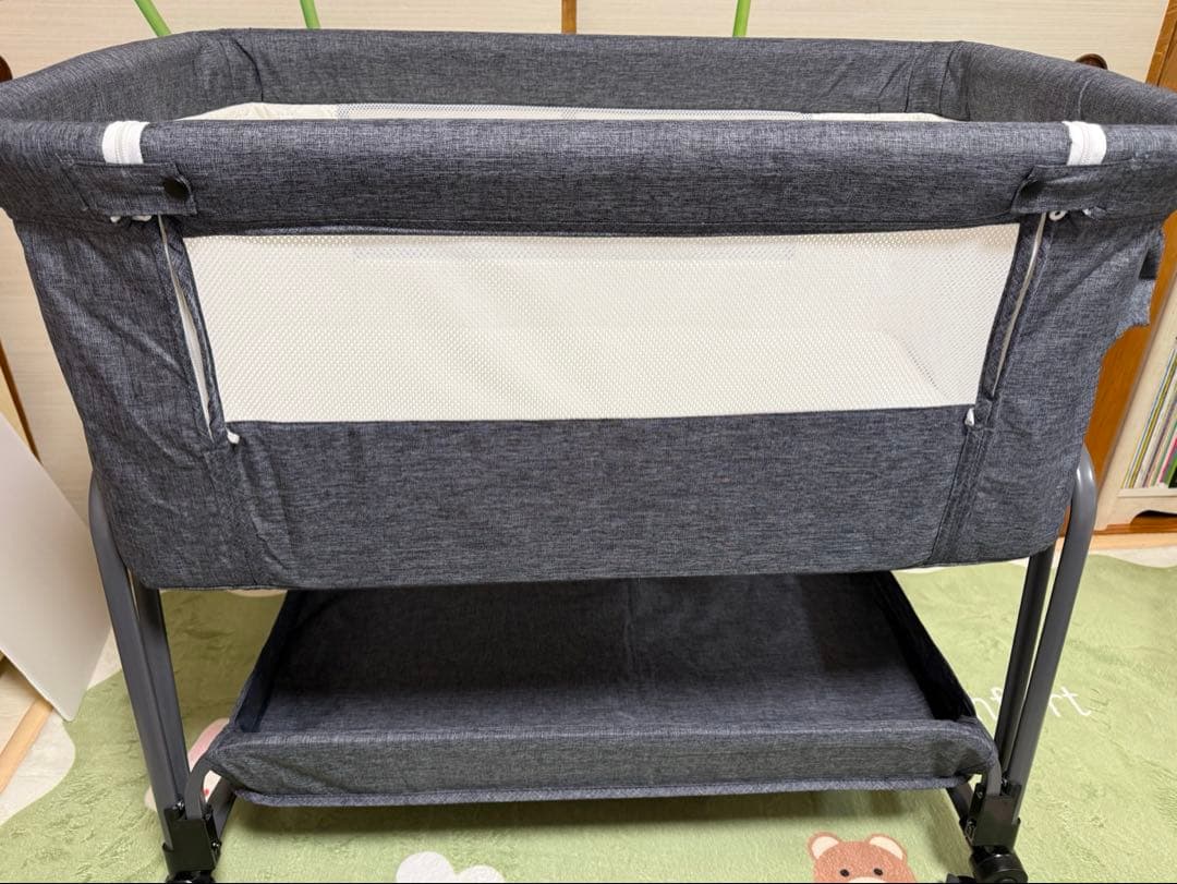 ベビーベッド グレー