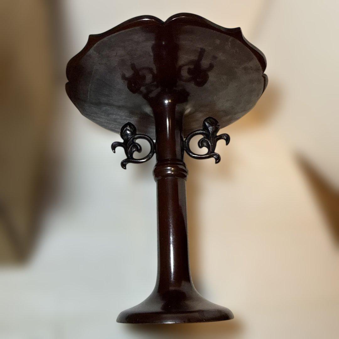 茶道具　花瓶　フラワーベーススタンド 桔梗　ダークブラウン