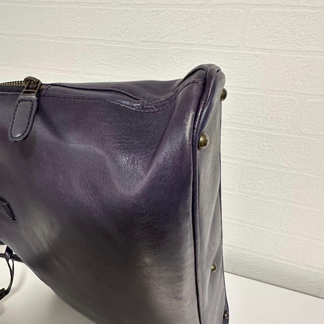 マザーハウス　アンティークスリム　ビジネスバッグ　ネイビー　レザー