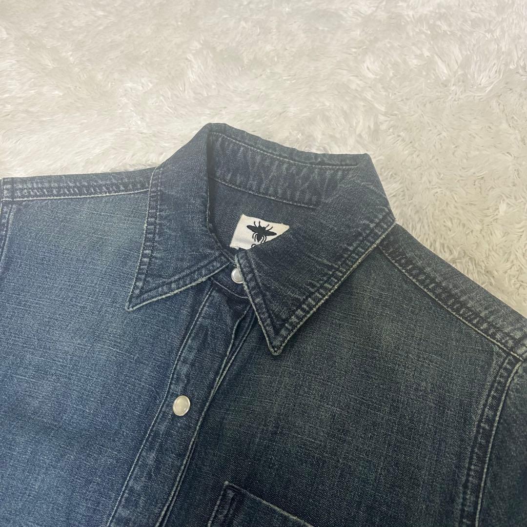 Christian Dior デニム プリーツ ワンピース 半袖 インディゴ