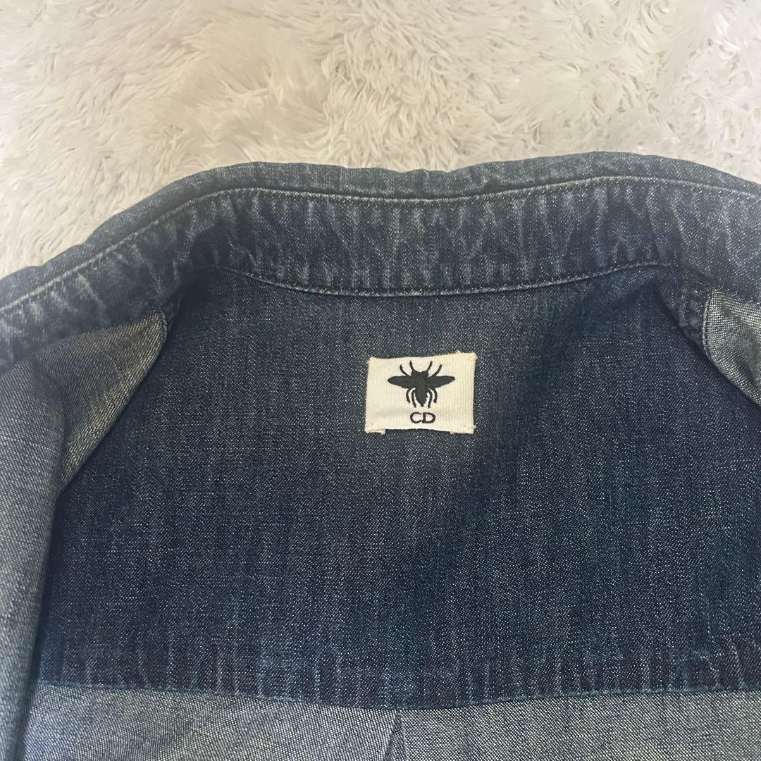 Christian Dior デニム プリーツ ワンピース 半袖 インディゴ