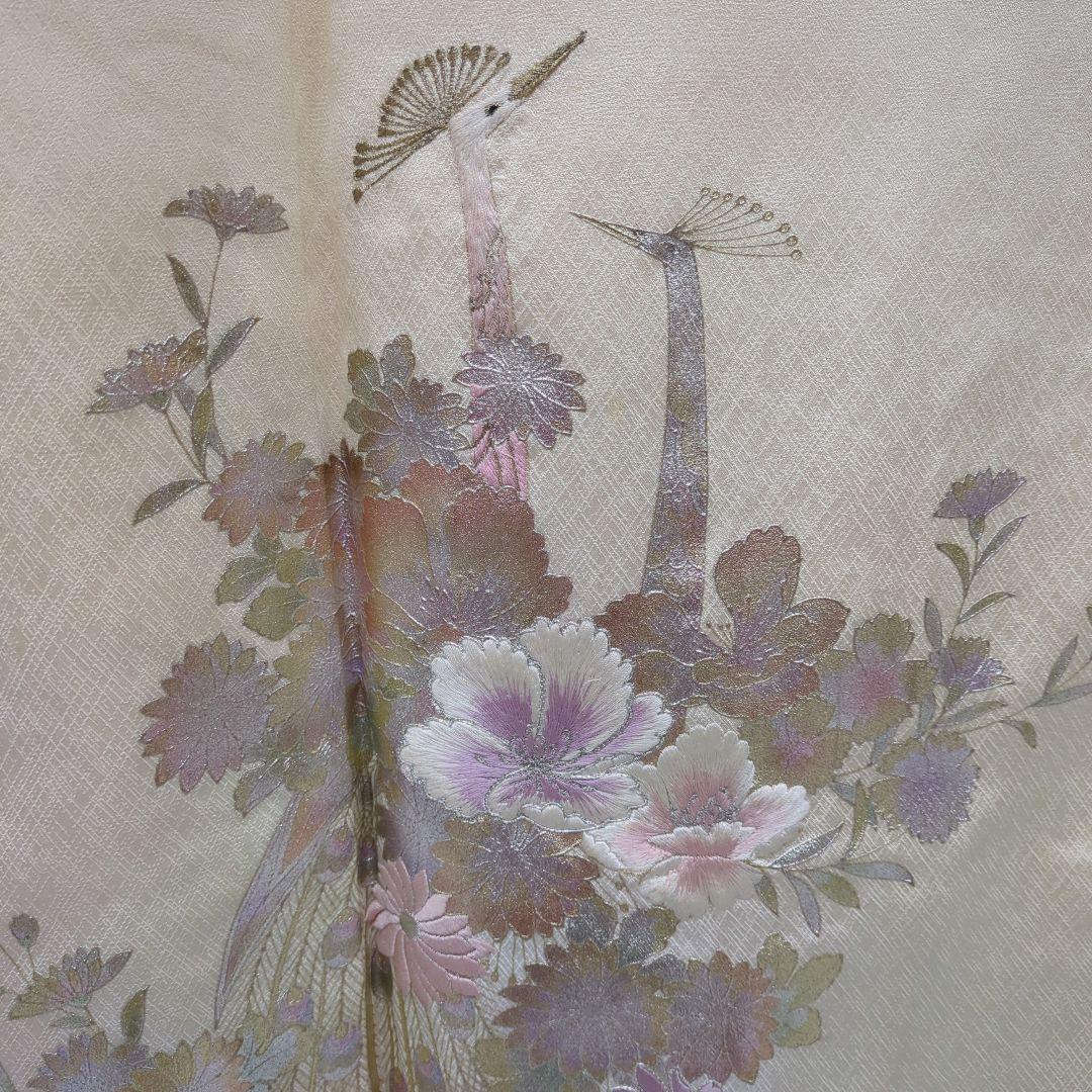 【正絹　袷附下げ】クリーム地に刺繍・箔のせ　163㎝前後　セミフォーマル　305