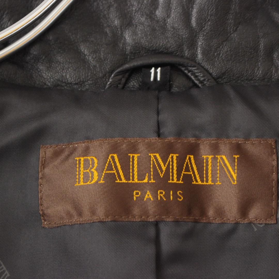 BALMAIN ラムレザージャケット Lサイズ ブラック スタンドカラー