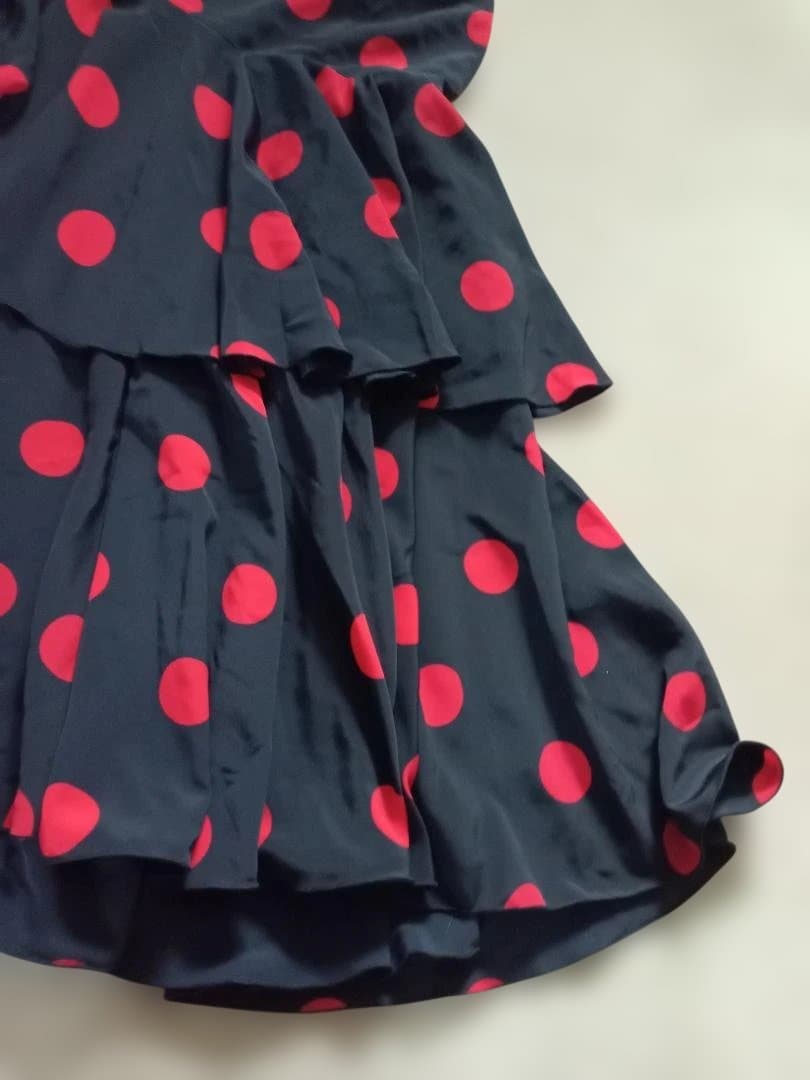 フラメンコ スカート 黒地　 赤 水玉