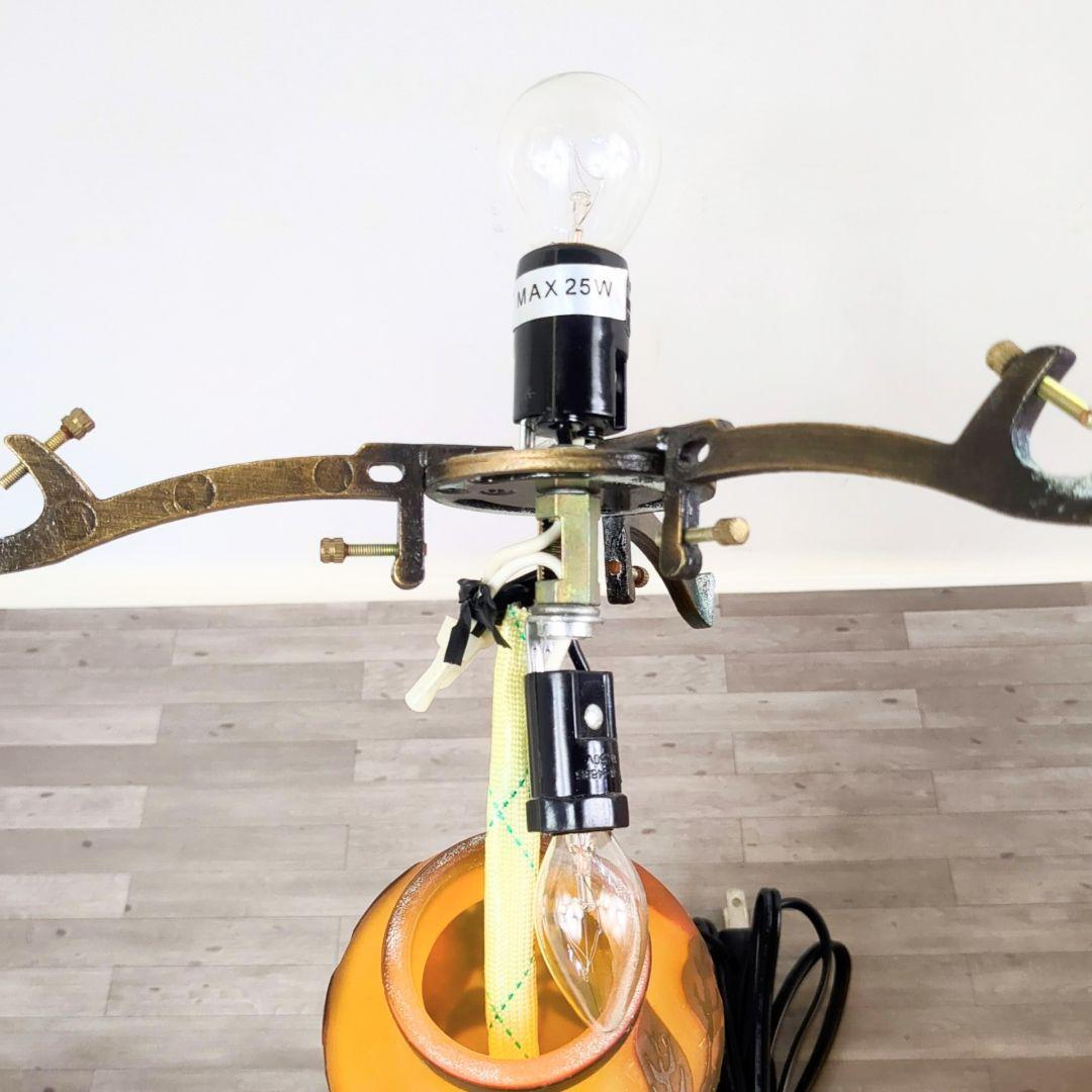 ガレ調　2灯式　アンティーク　テーブルランプ