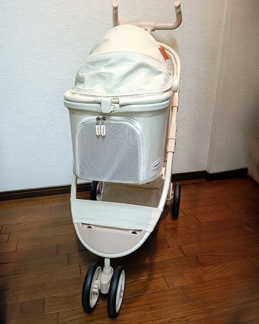 ✱美品✱ ペットカート クリーミーホワイト 分離型 軽量 折りたたみ 3輪