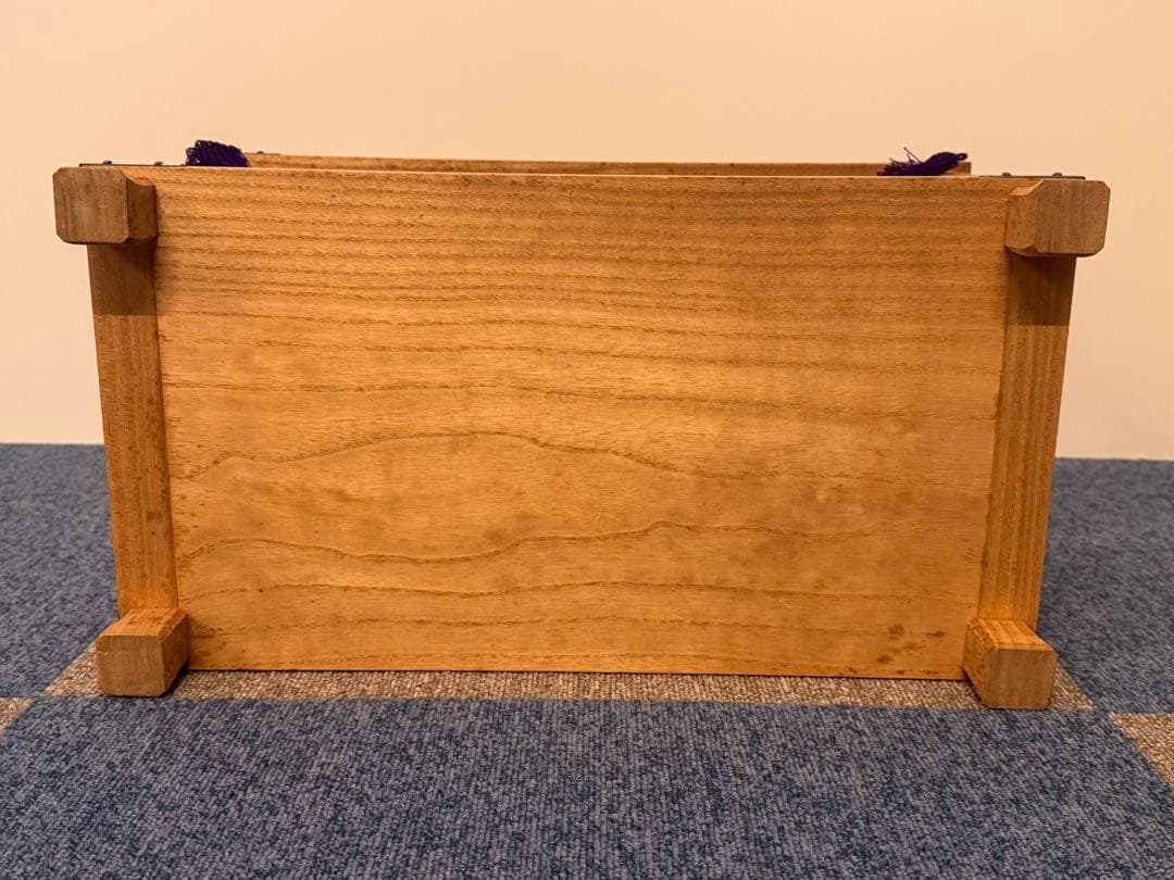 塗師 長谷川祐斎 作 冠基 房飾 共箱 木製 花台 二段